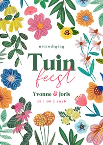 Uitnodiging tuinfeest met kleurrijke bloemen illustratie