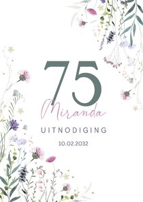 Uitnodiging veldbloemen met hartjes watercolor