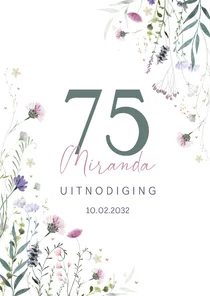 Uitnodiging veldbloemen met hartjes watercolor