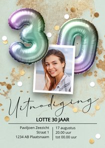 Uitnodiging verjaardag 30 jaar vrouw ballonnen