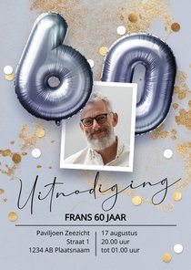 Uitnodiging verjaardag 60 jaar ballonnen man