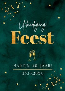 Uitnodiging verjaardag feest man groen goudlook 