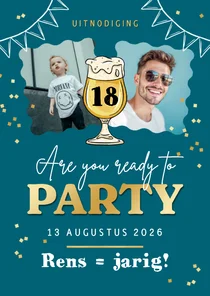 Uitnodiging verjaardagsfeest bier slingers confetti foto 18