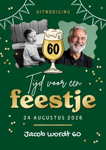 Uitnodiging verjaardagsfeest feestje confetti foto bier