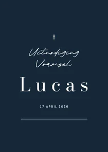 Uitnodiging vormsel of communie donkerblauw met streep