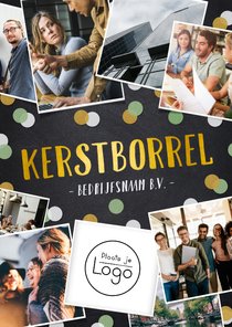 Uitnodiging zakelijk kerstborrel fotocollage 