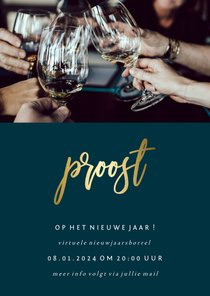 Uitnodiging zakelijke nieuwjaarsborrel gouden proost