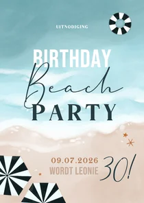 Uitnodiging zee strand beach party verjaardag