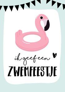 Uitnodiging zwemfeestje flamingo