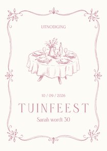 Uitnodigingen tuinfeest vintage illustratie tuintafel