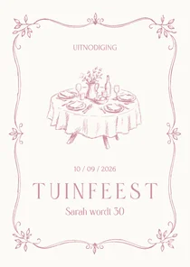 Uitnodigingen tuinfeest vintage illustratie tuintafel