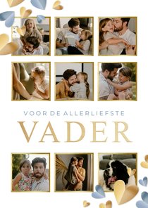 Vaderdag fotocollage kaart met hartjes en 9 eigen foto's