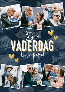 Vaderdag kaart fotocollage met vissen patroon fijne vaderdag