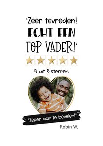 Vaderdag kaart handlettering humor sterren review top vader