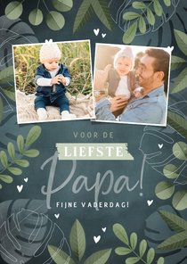 Vaderdag kaart met foto's takjes, plantjes en hartjes