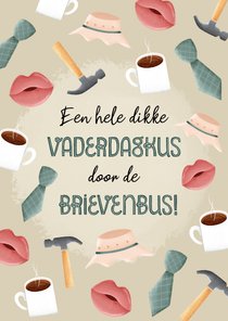 Vaderdag kaart "Vaderdagkus door de brievenbus" met patroon