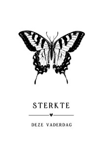 Vaderdag sterkte kaart zwart-wit met illustratie vlinder