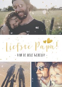 Vaderdag vrolijke fotocollagekaart met 3 foto's en glitters