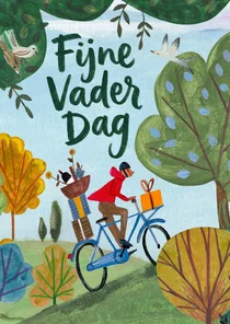 Vaderdagkaart illustratie fiets papa natuur cadeau