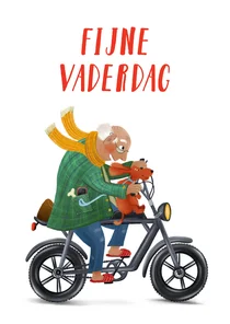 Vaderdagkaart met oudere meneer op fatbike