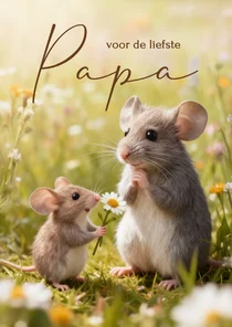 Vaderdagkaart voor de liefste papa schattig muisje en kind 