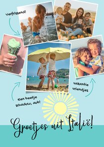 Vakantie ansichtkaart fotocollage met tekstjes