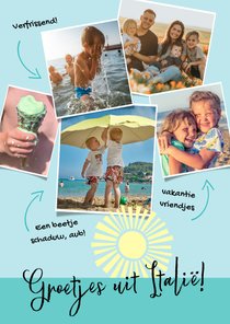 Vakantie fotocollage met tekstjes en 5 foto's