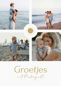 Vakantie fotokaartje met gouden zonnetje