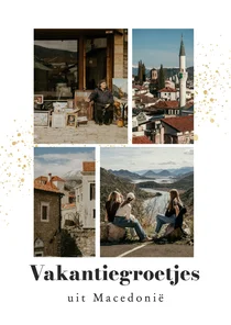 Vakantiegroetjes fotocollage groetjes uit met goudlook