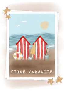 Vakantiekaart ansicht strandhuisjes