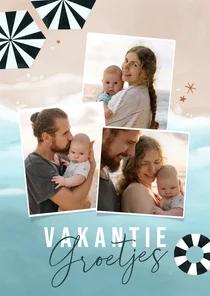 Vakantiekaart foto's zon zee strand groetjes