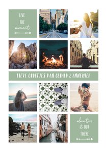 Vakantiekaart fotocollage 'Live the moment'
