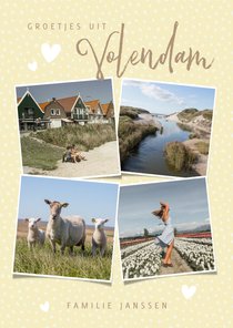 Vakantiekaart fotocollage, stipjes, hartjes en groeten uit