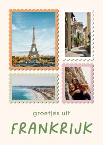 Vakantiekaart groetjes uit frankrijk postzegel fotocollage