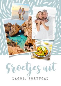 Vakantiekaart hip foto's patroon groetjes uit