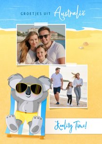 Vakantiekaart humor koala met zonnebril fotocollage strand