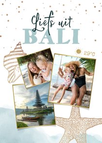 Vakantiekaart Indonesië bali strand schelpen waterverf foto