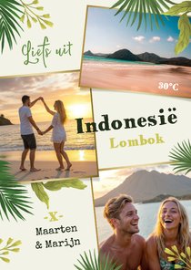 Vakantiekaart liefs uit Indonesië lombok foto's palmbladeren