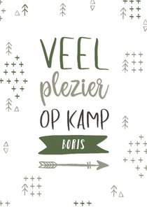 Vakantiekaart met boompjes 'Veel plezier op kamp'