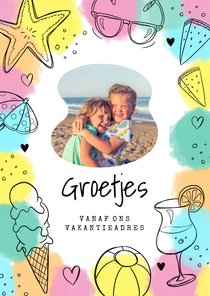 Vakantiekaart met foto en zonnig strand