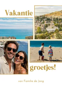 Vakantiekaart vakantiegroetjes fotocollage met goud