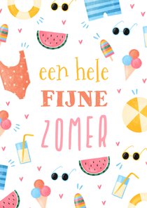 Vakantiekaart zomers met fijne zomer zonnebril en ijsjes