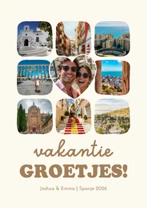 Vakantiekaartje fotocollage met hartje vakantiegroetjes
