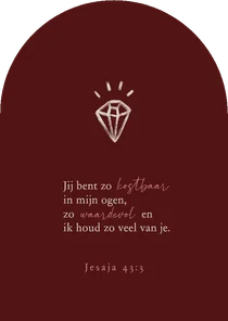 Valentijnskaart boog vorm kostbaar diamant christelijk