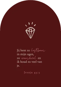 Valentijnskaart boog vorm kostbaar diamant christelijk