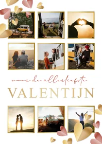 Valentijnskaart fotocollage met 9 foto's en hartjes