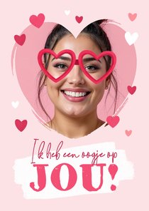 Valentijnskaart grappig hartjes bril foto lief