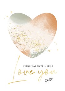 Valentijnskaart groot hart goudlook hartjes & Love You