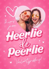 Valentijnskaart heerlie de peerlie foto hartjes roze