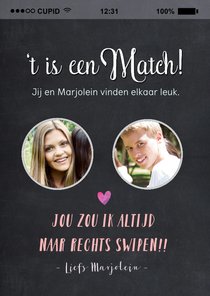 Valentijnskaart het is een match met 2 foto's